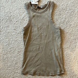Zara Tan Ribbed Tank Top